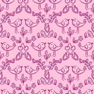 Bird pattern design, Minimalist wedding invitation motif, Elegant delicate bird Stock Illustration