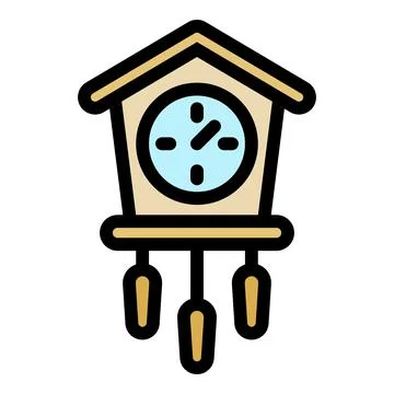 Bird pendulum clock icon color outline vector 스톡 일러스트