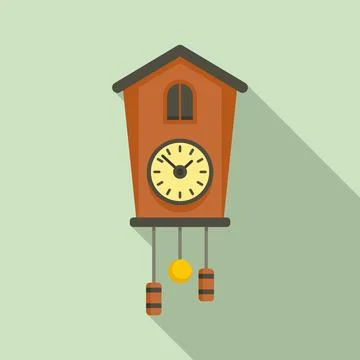 Bird pendulum clock icon, flat style Stock Illustration