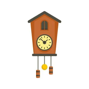 Bird pendulum clock icon flat isolated Stock Illustration