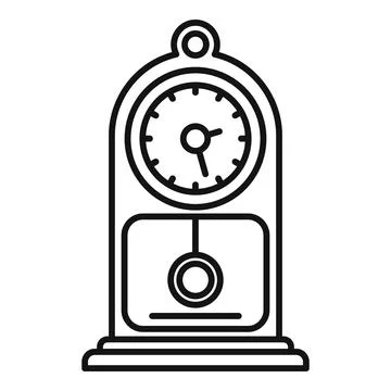 Bird pendulum clock icon, outline style Stock Illustration