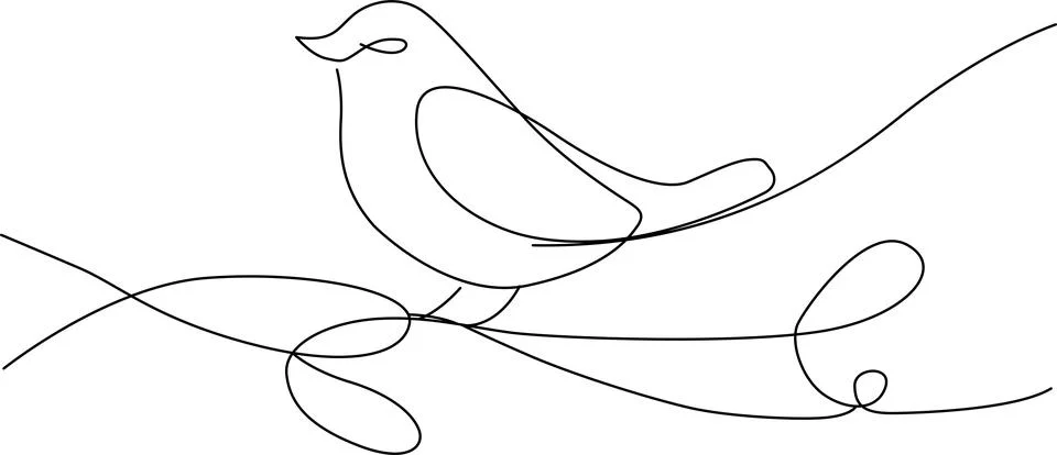 Bird perched on branch Vector Illustrazione stock