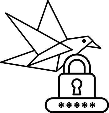 A bird is perched on top of a lock Stock Illustration