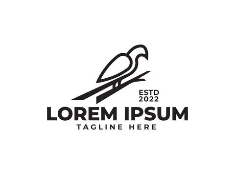 Bird percher on a branch logo Illustrazione stock