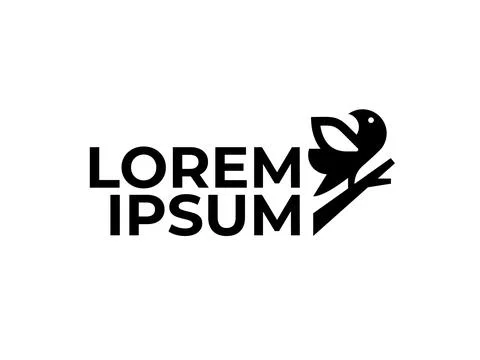 Bird percher on a branch logo Stock Illustration