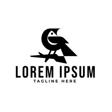Bird percher on a branch logo Stock Illustration