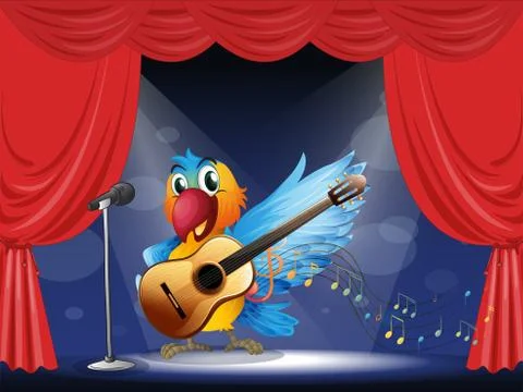 A bird performing above the stage Stock Illustration