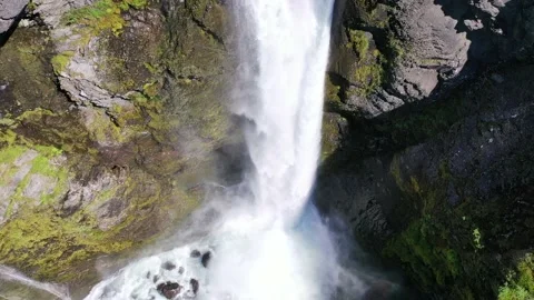Bird perspective drone shot of waterfall in Norway. 스톡 동영상 157607745