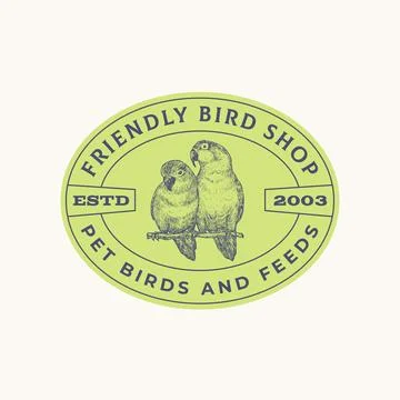 Bird Pet Shop Abstract Vector Sign Logo Template. Hand Drawn Amazon Parrot イラスト素材