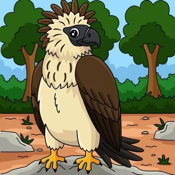Bird Philippine Eagle Colored Cartoon Illustration Stock Illustration