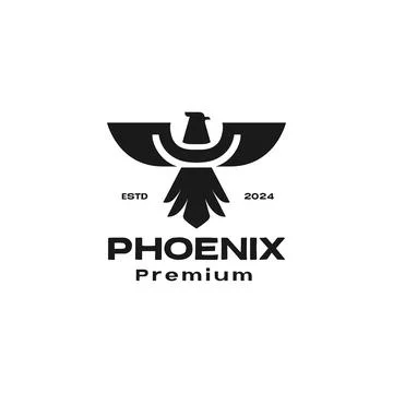 Bird phoenix fly minimal vector logo design Stock Illustration