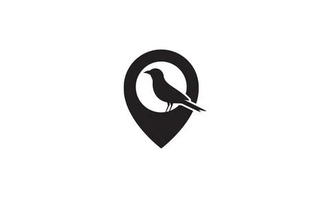 Bird with pin map location logo vector icon illustration design Stock Illustration