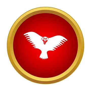 Bird of prey flying with open wings in red circle Stock Illustration