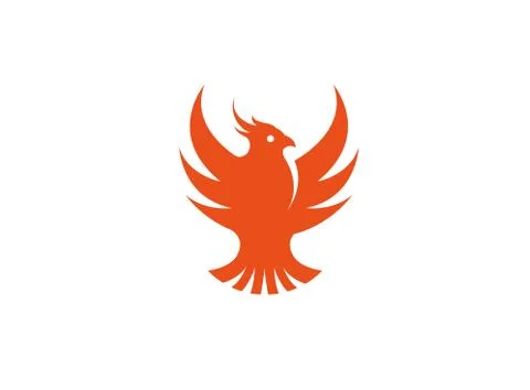 Bird red eagle open wings flying for logo design Stock Illustration