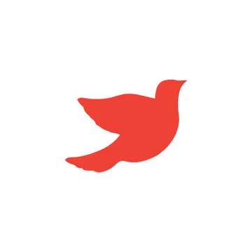 Bird Red Icon On White Background. Red Flat Style Vector Illustration. Stock Illustration