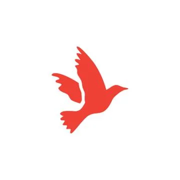Bird Red Icon On White Background. Red Flat Style Vector Illustration. Stock Illustration