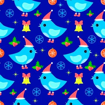 Bird seamless new year pattern vector イラスト素材