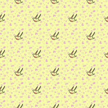 Bird seamless pattern with creative lilac elements Stock Illustration
