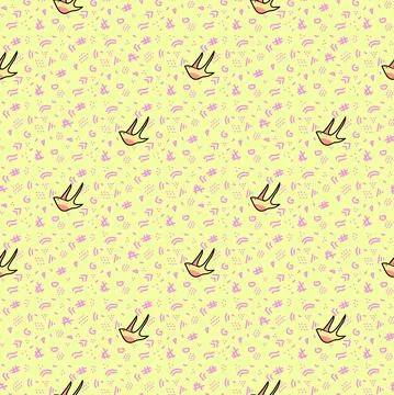Bird seamless pattern with creative lilac elements Stock Illustration