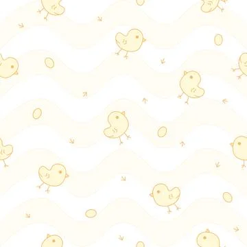 Bird seamless pattern, duck, chick, egg, cute scarf pattern, bathroom decoration Stock Illustration