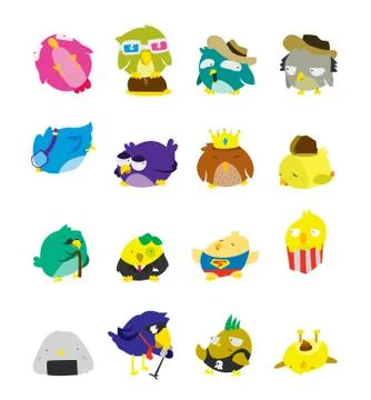 Bird Set Character Stock Illustration