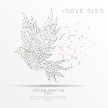 Bird shape digitally drawn low poly wire frame. Stock Illustration