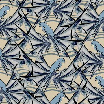 Bird shaped parrot seamless pattern design 스톡 일러스트