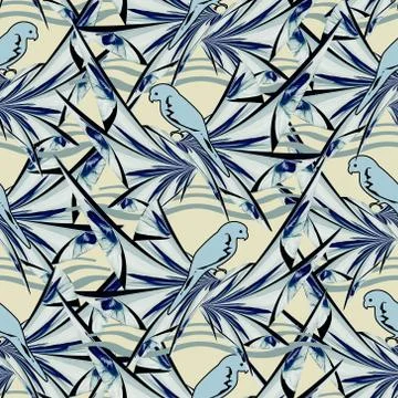 Bird shaped parrot seamless pattern design 스톡 일러스트