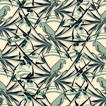 Bird shaped parrot seamless pattern design Illustrazione stock