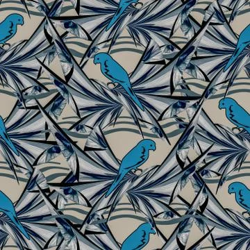 Bird shaped parrot seamless pattern design 스톡 일러스트