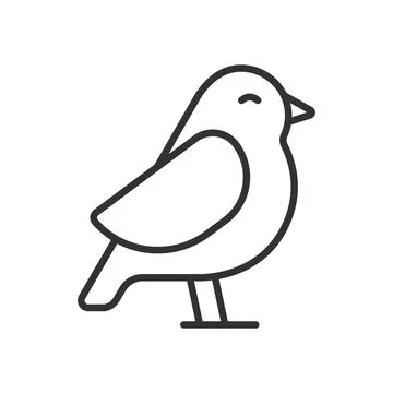 Bird side view, icon in line design. bird, animal, avian, wildlife, feathers Stock Illustration