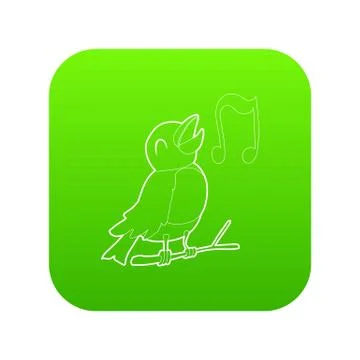 Bird singing icon green 스톡 일러스트