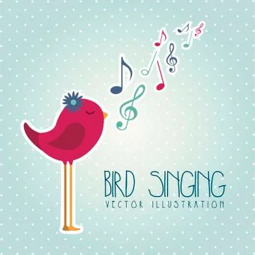 Bird singing over blue background. vector illustration Stock Illustration
