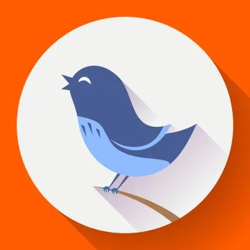 Bird singing vector icon. Flat design style Stock Illustration