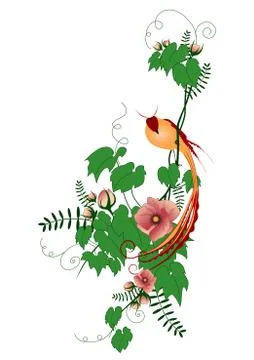 A bird sitting on a branch Illustrazione stock