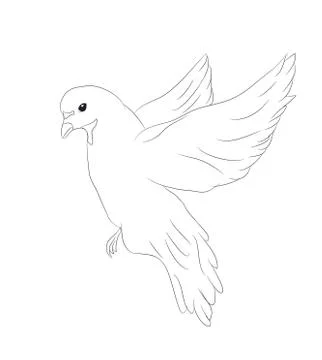 Bird sitting on a branch, lines, vector Stock Illustration