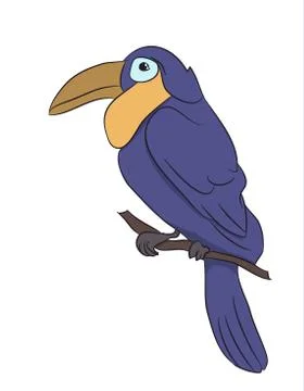 Bird sitting on a branch, vector Stock Illustration