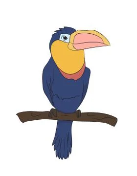 Bird sitting on a branch, vector Stock Illustration