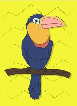 Bird sitting on a branch, vector 스톡 일러스트