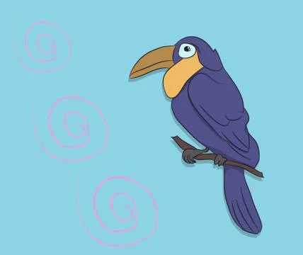 Bird sitting on a branch, vector Stock Illustration