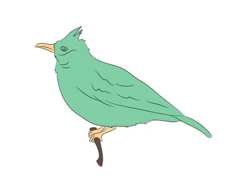 Bird sitting on a branch, vector Stock Illustration