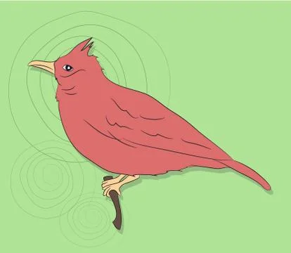 Bird sitting on a branch, vector Stock Illustration