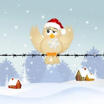 Bird with snowflake in winter Stock Illustration