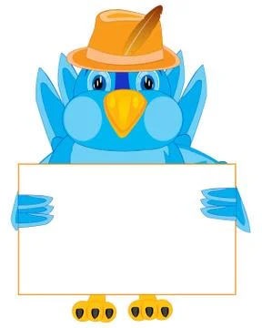 Bird sparrow with poster Stock Illustration