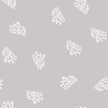 Bird spring line seamless pattern Stock Illustration
