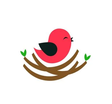 Bird with spring tree Stock Illustration