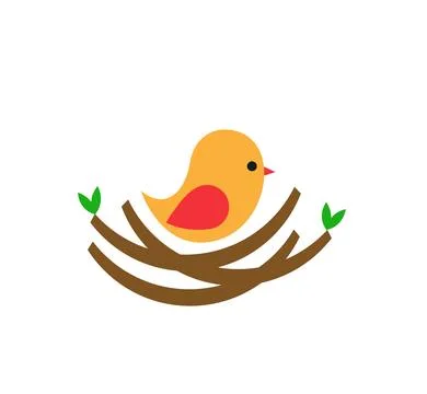 Bird with spring tree Stock Illustration