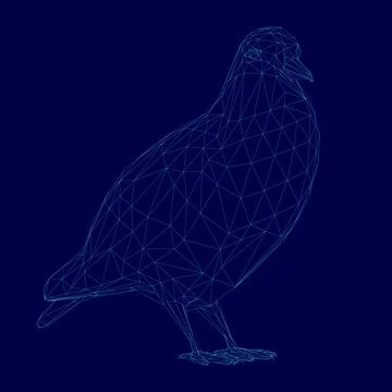 Bird is standing on a blue background. The bird is in a 3D form and he is a Stock Illustration