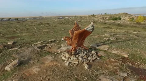 Bird statue aerial Stock Footage 68398960
