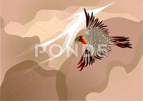 Bird in the storm clouds Stock Illustration